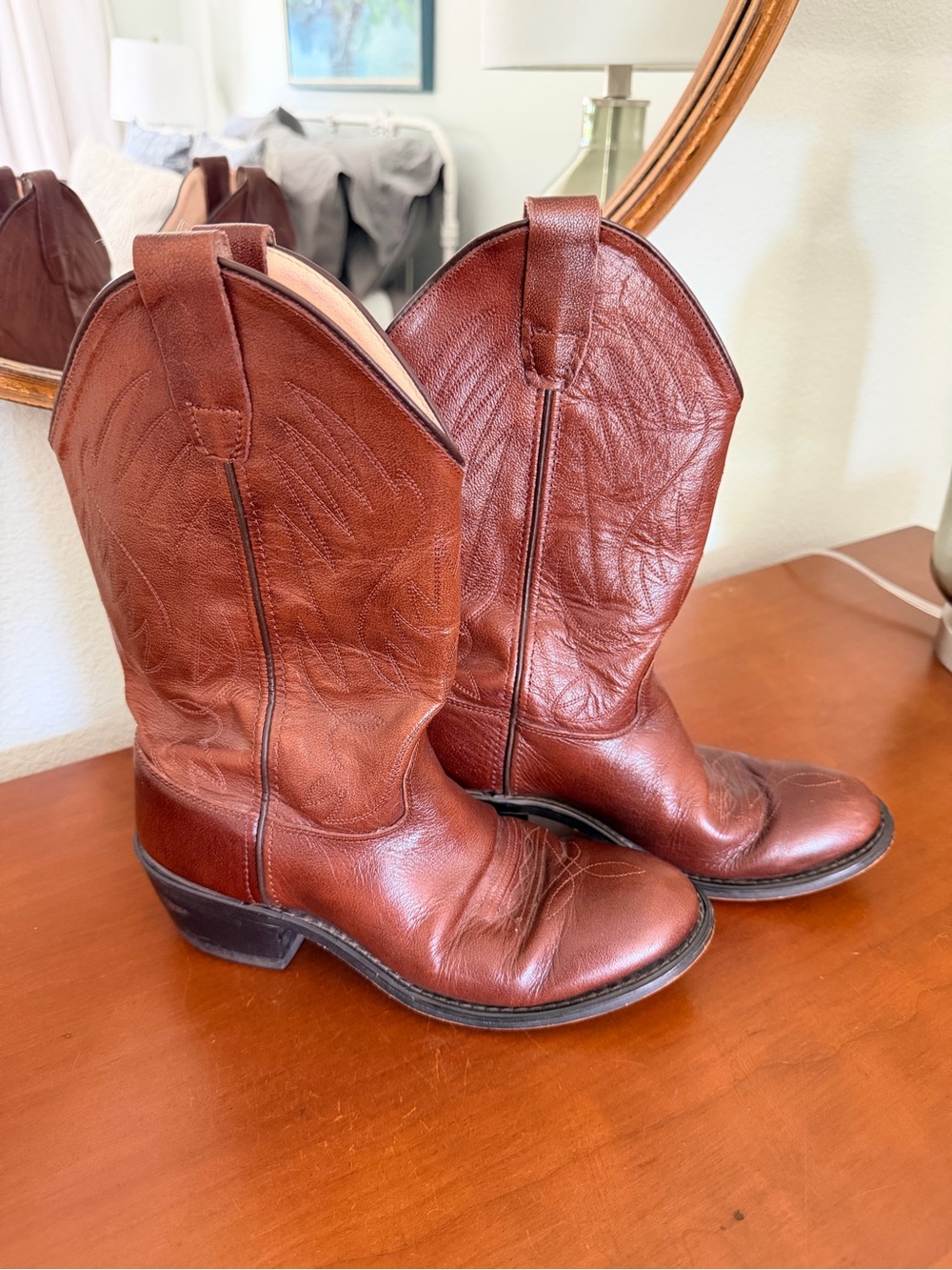 Old West Children’s Classic Brown Leather Western Boots